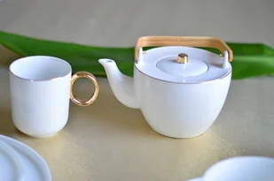 Affek Design Mondex Talerz obiadowy Grace biało-złoty HTNF7580 - Talerze - miniaturka - grafika 3