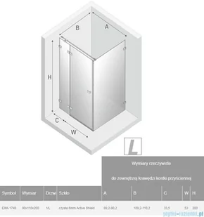 New Trendy Avexa Gold kabina PROSTOKĄTNA 90x110x200 cm przejrzyste lewa EXK-1748 - Kabiny prysznicowe - miniaturka - grafika 2