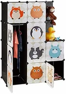 Regały - Relaxdays regał wtykowy do pokoju dziecięcego, motyw zwierzęcy, system wtykowy z tworzywa sztucznego, z drzwiami, szafą na ubrania, z drążkiem na ubrania, kolorowy 10024526 - miniaturka - grafika 1