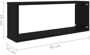 VidaXL Lumarko Półki ścienne kostki, 2 szt., czarne, 60x15x23 cm, płyta 807136 VidaXL - Półki do salonu - miniaturka - grafika 10