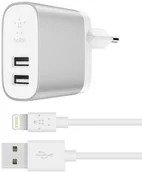 Ładowarki do telefonów - Belkin Ładowarka sieciowa Boost Charge 2x USB + kabel Lightning AZBLKULBOOSTLIG - miniaturka - grafika 1