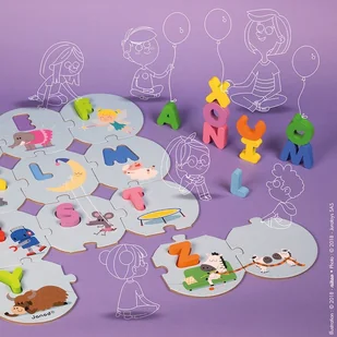 Janod Puzzle Uczę się alfabetu wersja angielska, - Klocki - miniaturka - grafika 7