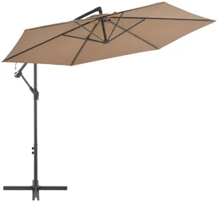 vidaXL Parasol wiszący z aluminiowym słupkiem, 300 cm, kolor taupe - Parasole ogrodowe - miniaturka - grafika 2