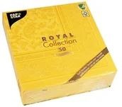 Obrusy i serwetki - Papstar 11669 50 serwetek ""Royal Collection"" 1x4 składane 40x40 cm, ornamenty, żółty 11669 - miniaturka - grafika 1