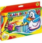 Przybory szkolne - AMOS Farby witrażowe AMOS GD10P12R - 10.5mlx12 kolorów 170-1045 - miniaturka - grafika 1