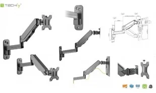 Techly Uchwyt ścienny gazowy LCD/LED ICA-LCD G112 1-32" czarny 102864 - Uchwyty do telewizora - miniaturka - grafika 2