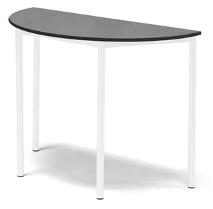 AJ Produkty Stół SONITUS, półokrągły, 1200x600x900 mm, linoleum ciemnoszary, biały - Meble do szkół i przedszkoli AJ Produkty Stół SONITUS, półokrągły, 1200x600x900 mm, linoleum ciemnoszary, biały - Meble do szkół i przedszkoli - miniaturka - grafika 1