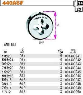 BETA NARZYNKA CALOWA UNC 1/4 440ASC/1/4 - Gwintowniki - miniaturka - grafika 2