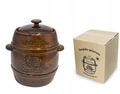 Beczki - Beczka kamionkowa do kiszenia z kołnierzem 3L Brąz - miniaturka - grafika 1