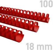 Grzbiety do bindownic - Opus Grzbiety do bindowania 18mm czerwone plastikowe 100szt. GRP.129 - miniaturka - grafika 1