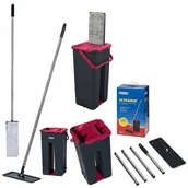 Miotły, szufle, mopy - Mop Płaski Obrotowy Wiadro Dwukomorowe MS106 - miniaturka - grafika 1