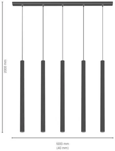 Amplex LAMPA wisząca AKADI 0144 prostokątna OPRAWA na listwie metalowe tuby ZWIS kaskada biała złota 0144 - Lampy sufitowe - miniaturka - grafika 2