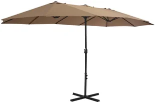 vidaXL Parasol ogrodowy na słupku aluminiowym, 460 x 270 cm, taupe - Parasole ogrodowe - miniaturka - grafika 4