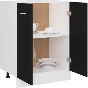 vidaXL Szafka kuchenna, czarna, 60x46x81,5 cm, płyta wiórowa 801189 - Szafki kuchenne - miniaturka - grafika 18
