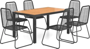 vidaXL 7-częściowy zestaw mebli ogrodowych rattan PVC czarno-brązowy 3060109 - Meble ogrodowe - miniaturka - grafika 2