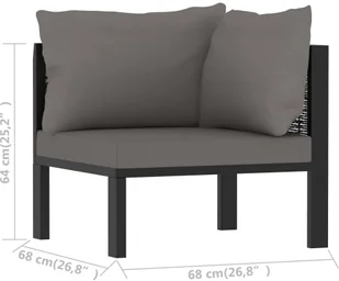 vidaXL Modułowe siedzisko narożne lewy podłokietnik, rattan PE, szare - Meble modułowe i akcesoria - miniaturka - grafika 14