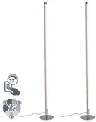 Lampy stojące - QAZQA Zestaw 2 nowoczesnych lamp podłogowych LED chrom - Line-up - miniaturka - grafika 1
