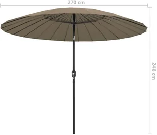 vidaXL Parasol ogrodowy na słupku aluminiowym, 270 cm, taupe vidaXL - Parasole ogrodowe - miniaturka - grafika 8