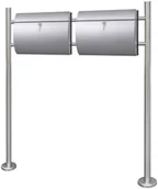 Skrzynki na listy - vidaXL Podwójna skrzynka na listy ze stali nierdzewnej na stojaku vidaXL - miniaturka - grafika 1