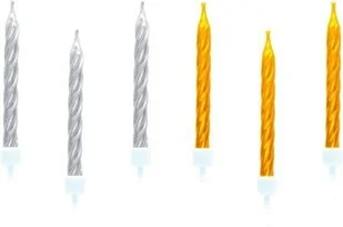 Amscan Świeczki złote/srebrne 10 sztuk - Pozostałe akcesoria dla plastyków - miniaturka - grafika 5