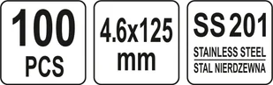 Yato OPASKI ZACISKOWE ZE STALI NIERDZEWNEJ 4.6X125MM 100SZT - Narzędzia warsztatowe - miniaturka - grafika 5