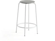 Taborety i hokery - AJ Produkty Stołek barowy TIMMY, rama biały, siedzisko jasnoszary, 630 mm - miniaturka - grafika 1