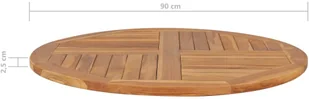 vidaXL Blat stołu, lite drewno tekowe, okrągły, 2,5 cm, 90 cm vidaXL - Blaty meblowe i parapety okienne - miniaturka - grafika 6