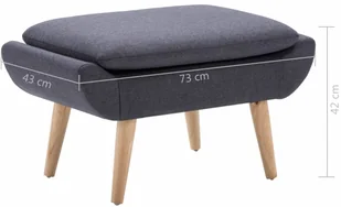 vidaXL Podnóżek tapicerowany, 73 x 43 x 42 cm, ciemnoszary - Inne meble do salonu - miniaturka - grafika 7