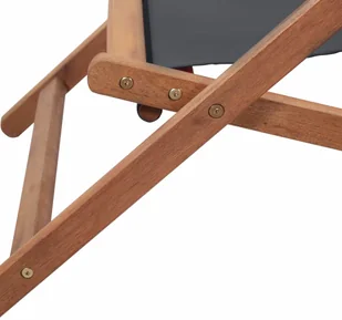 vidaXL Składany leżak plażowy, tkanina, szary - Leżaki ogrodowe - miniaturka - grafika 8