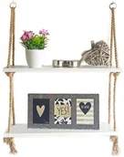 Półki do salonu - Biała półka wisząca z linami N5-D58 - miniaturka - grafika 1