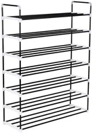 Szafki na buty - vidaXL Stojak na buty z 7 półkami, metal i plastik, czarny - miniaturka - grafika 1