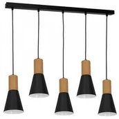 Lampy sufitowe - Luminex Edmon 1989 lampa wisząca zwis 5x60W E27 czarna/drewniana - miniaturka - grafika 1