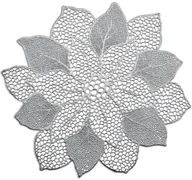 Obrusy i serwetki - Zeller Srebrna podkładka koronkowa z kształcie kwiatka podkładki pod talerze podkładki na stół nowoczesne podkładki na stół okrągłe (B07CNCL2FG) - miniaturka - grafika 1