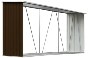 vidaXL Wiata na drewno, stal galwanizowana, 330 x 84 x 152 cm, brązowa - Garaże i wiaty - miniaturka - grafika 3