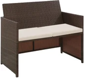Ławki ogrodowe - vidaXL Sofa 2-osobowa z polirattanu, 100 x 56 x 85 cm, brązowa - miniaturka - grafika 1