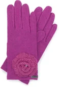 Rękawiczki - Wittchen Damskie rękawiczki z włóczkowym kwiatkiem 47-6-119-P - miniaturka - grafika 1
