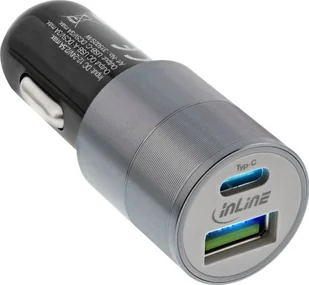 InLine USB ładowarka samochodowa do adapter Quick Charge 3.0  12/24VDC zasilania 5 V DC/3 A  USB-Typ A + USB-C  czarnym, 31502s 31502S - Ładowarki samochodowe - miniaturka - grafika 2
