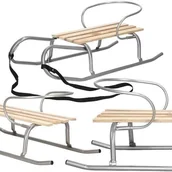 Sanki i ślizgacze - Springos Sanki metalowe z oparciem dla dzieci szare S2 SZARE - miniaturka - grafika 1