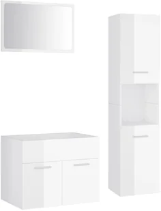 vidaXL vidaXL Zestaw mebli łazienkowych, wysoki połysk, biały, płyta wiórowa - Meble łazienkowe - miniaturka - grafika 14