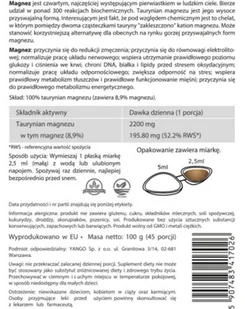 YANGO Taurynian Magnezu 100g - Witaminy i minerały dla sportowców - miniaturka - grafika 2