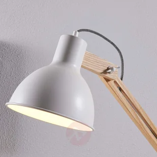 Lindby Lampa podłogowa wiejska drewniana z białym - Shivanja - Lampy stojące - miniaturka - grafika 4