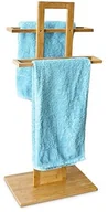 Wieszaki łazienkowe - Relaxdays stojak na ręcznik z bambusa z 2 drążki na ręczniki HBT 85 x 37 x 25 cm swobodnie siedzi wieszak na ręczniki w naturalnym wyglądzie drewna jako mały pomocnik lub męski stojak na płaszcze w ła 10013083 - miniaturka - grafika 1