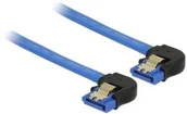 Kable komputerowe i do monitorów - Delock Kabel SATA III 6Gb/s 10cm kątowy prawo/prawo metalowe zatrzaski niebieski 85094 - miniaturka - grafika 1