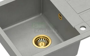 QUADRON MORGAN 111 szary metalik + odpływ złoty PVD (HB8203U5-G1) HB8203U5-G1 - Zlewozmywaki - miniaturka - grafika 4