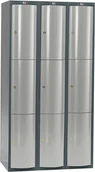 Szafki BHP - AJ Produkty Szafa szatniowa Curve 3 sekcje 9 drzwi 1740x900x550 mm jasnoszary metal 1311353 - miniaturka - grafika 1