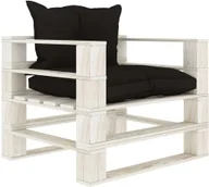 Ławki ogrodowe - vidaXL Ogrodowe siedzisko z palet z czarnymi poduszkami, drewniane - miniaturka - grafika 1