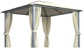 Altany ogrodowe - vidaXL Altana z zasłonami i lampkami, 300x300 cm, kremowa, aluminium! 3070332 - miniaturka - grafika 1
