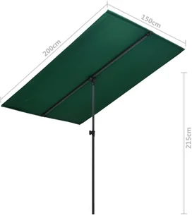 vidaXL Parasol ogrodowy na słupku aluminiowym, 2x1,5 m, zielony vidaXL - Parasole ogrodowe - miniaturka - grafika 7