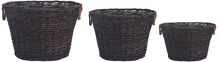 vidaXL 3-cz. zestaw koszyky na drewno, sztaplowane, czerwona wiklina vidaXL - Akcesoria kominkowe - miniaturka - grafika 3