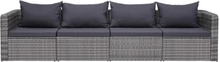 vidaXL 4-cz zestaw mebli do ogrodu z poduszkami rattan PE szary 44164 - Sofy ogrodowe - miniaturka - grafika 3